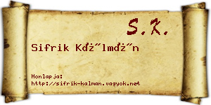 Sifrik Kálmán névjegykártya